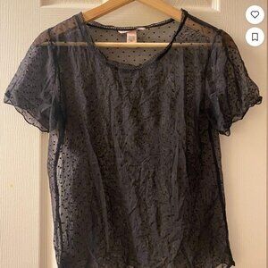 Victoria's Secret Black Polka Dot Sheer Top